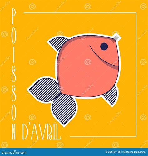 Poisson D Avril French April Fool S Day Card Fish Flat Style Vector