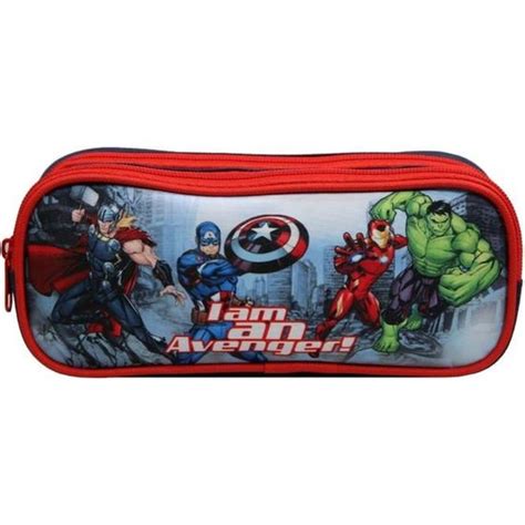 Trousse Scolaire 2 Compartiments Marvel Avengers Rouge Et Bleue