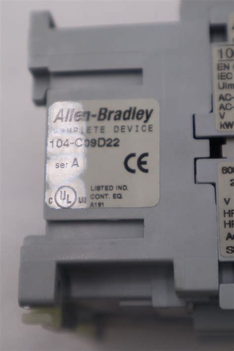 ALLEN BRADLEY 104 C09D22 SER A REVERSING CONTACTOR 32A 120VAC COILS