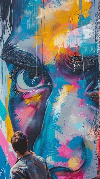 Premium Photo Street Artist Painting A Colorful Mural