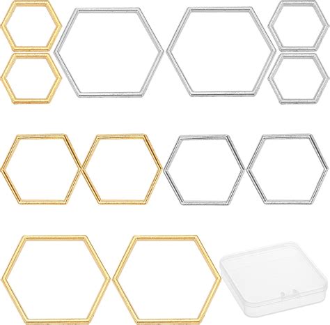 Amazon SUNNYCLUE 48Pcs 3 Sizes Hexagon Linking Rings Brass Earring