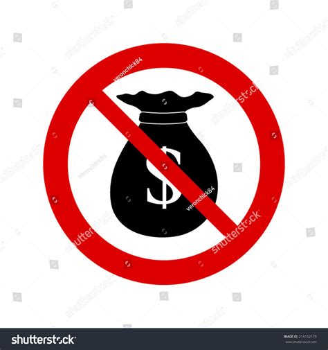 No Money Bag Sign Stock Vector (Royalty Free) 214152175 | Shutterstock