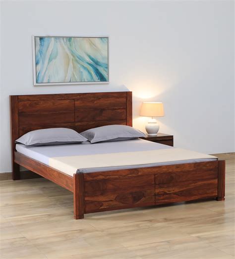 Buy Segur Sheesham Wood Queen Size Bed In Honey Oak Finish At Off By