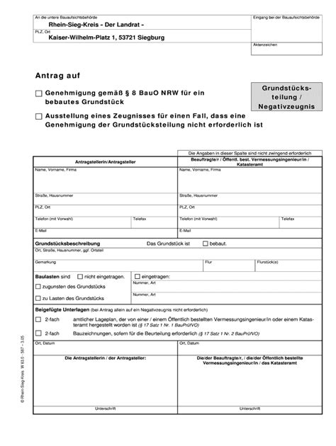 Ausf Llbar Online Antrag Auf Rhein Sieg Kreis Fax Email Drucken