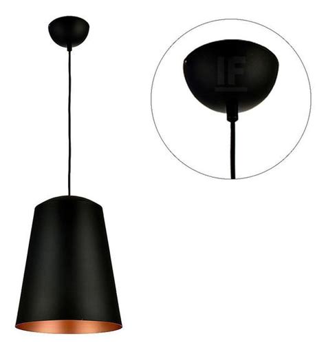 Pendente Cone Preto Cobre Aluminio Decoracao Avant Lustre