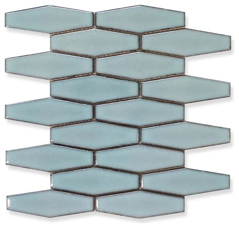 Atlanta Elongated 3d Hexagon Mosaic Tiles Light Blue Contemporary