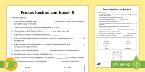 Ficha De Actividad Completa Frases Hechas Con Hacer 5