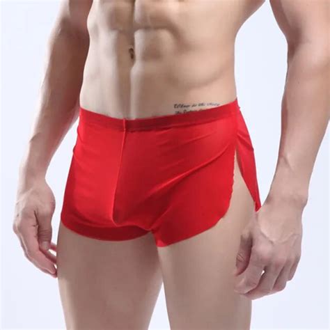 Bóxer Sexy de aspecto húmedo para hombre ropa interior de malla con