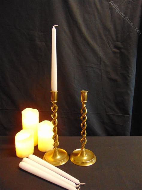 Antiques Atlas Early Thc Brass Barley Twist Candlesticks