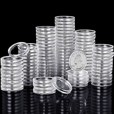 Amazon 500 Pcs 25 Mm Coin Holder Capsules Clear Round Plastic