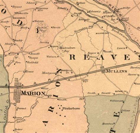 Marion County South Carolina 1882 Wall Map With by Oldmap