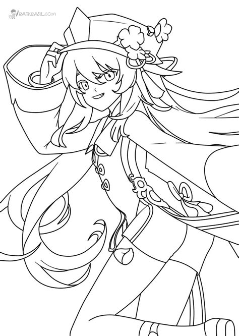 Hu Tao Genshin Impact Coloring Page Coloring Pages For Girls Cute My