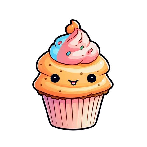 Cupcake Cute Cartoon Isolated On Transparent Background Digital