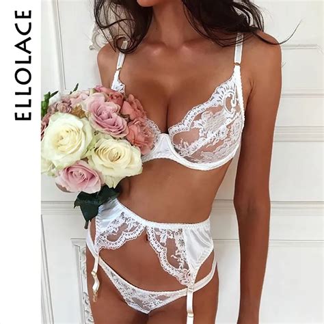 Ellolace Sexy Lace Underwear Set Women Transparent Lingerie Set Set Low