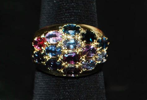 14k Colorful Multi Stone Gem Stone Cocktail Ring 1970 S From Antiqueworldusa On Ruby Lane