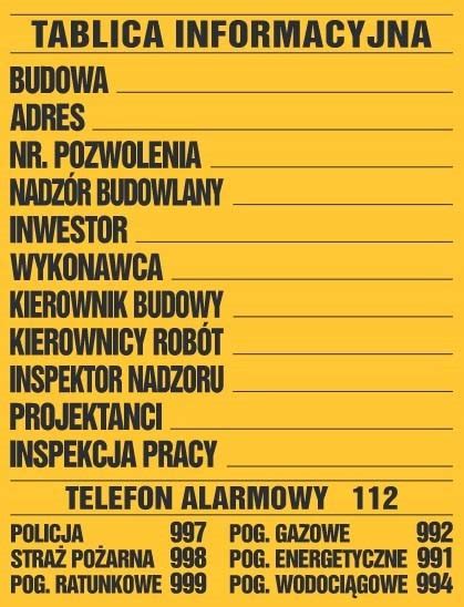 Tablica Informacyjna Budowlana X Cm Du A Cena Opinie