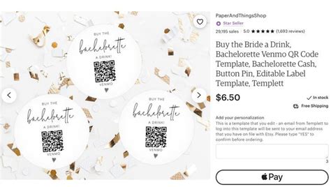 Buy The Bride A Drink Bachelorette Venmo QR Code Template