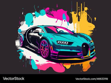 Colorful Bugatti Sport Car Print Royalty Free Vector Image