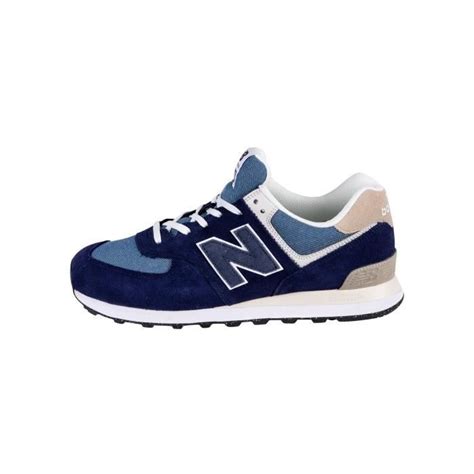 Baskets En Daim New Balance 574 Bleu Marine Blanc Col Et Languette Rembourrés Confortable