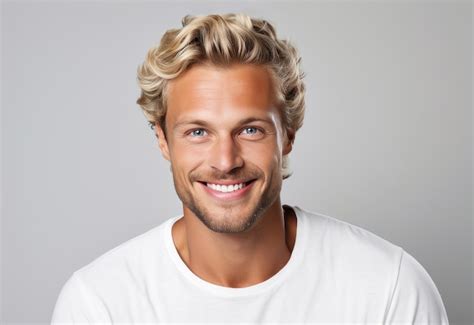 Premium Ai Image Portrait Of A Handsome Blond Man Smiling