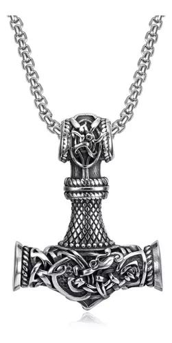 Collar Martillo De Thor Mjolnir Vikingo Acero Inoxidable Cuotas Sin