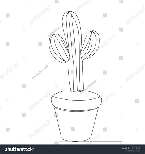 Cactus Pot Continuous Line Drawing Vector Stock Vector (Royalty Free ...