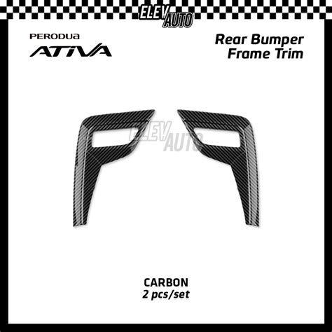 Perodua Ativa Rear Bumper Reflector Frame Trim Carbon Fiber Chrome