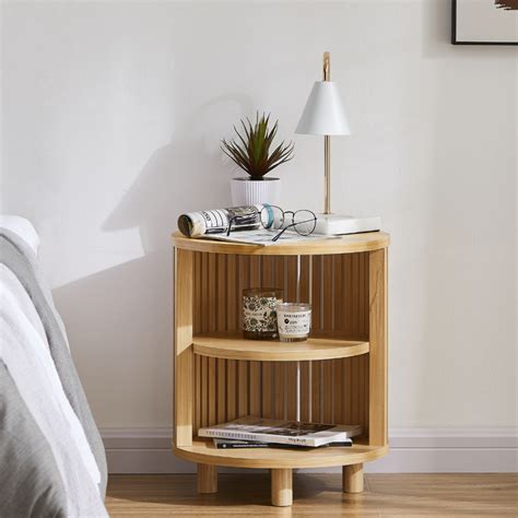 wooden bedside table  decor nook