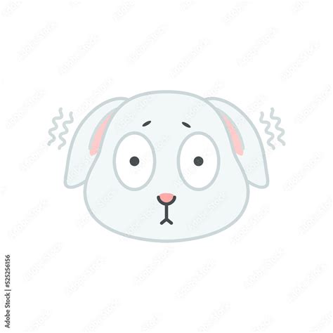 Cute scared bunny face. Flat cartoon illustration of a funny little ...