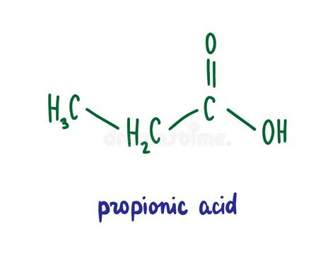 Propionic Acid Hand Drawn Vector Formula Chemical Structure Lettering