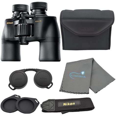 Nikon Aculon A211 8x42 Binoculars Black 8245 Bundle With A Lumintrail