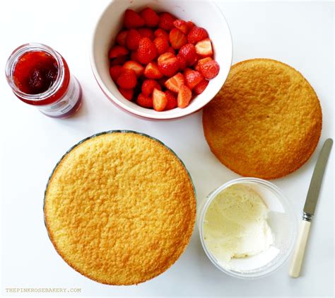 Victoria Sponge with Strawberries & Cream – The Pink Rose Bakery