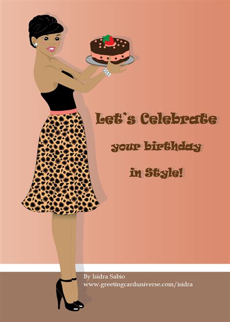 Happy Birthday Card For Women Beautiful Black African American Woman