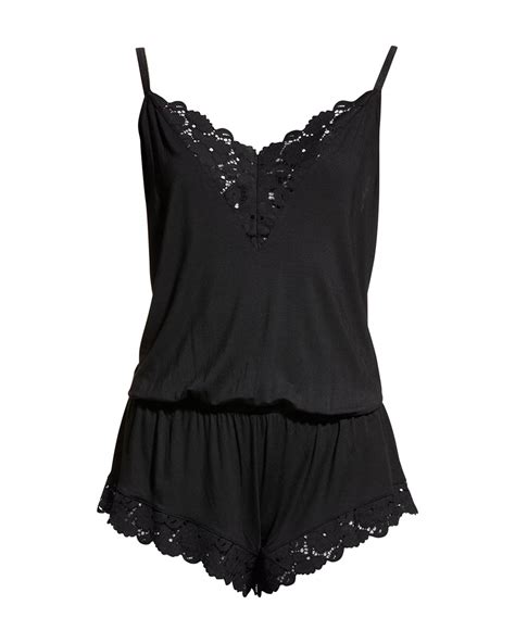 Eberjey Naya Double Lace Inset Teddy Romper Neiman Marcus