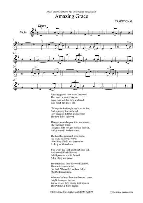 Amazing Grace Violin Sheet Music