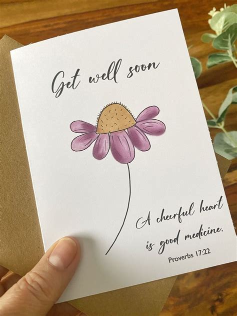 Christian Get Well Soon Card Cute Daisy Design With Bible Verse From