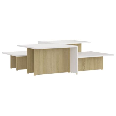 Dioche Tables Basses Pcs Ch Ne Sonoma Et Blanc Bois D Ing Nierie Yw