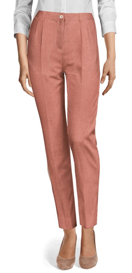 Light Pink Linen Ankle Pantsuit With Peak Lapels Sumissura