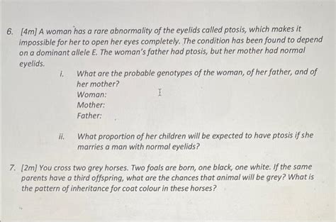 Solved 6 4m A Woman Has A Rare Abnormality Of The Eyelids