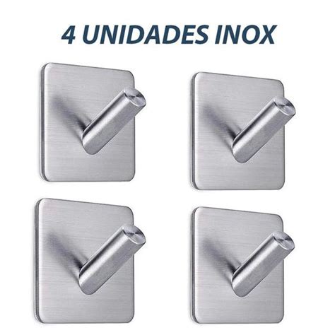 Kit Ganchos Adesivo Parede Inox Pendurar Toalhas Roupas Gancho De