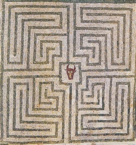 A Mosaic Showing The Labyrinth Of The Minotaur On Crete The Monsters