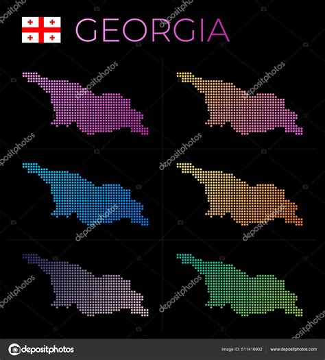 Georgia dotted map set Map of Georgia in dotted style Borders of the ...