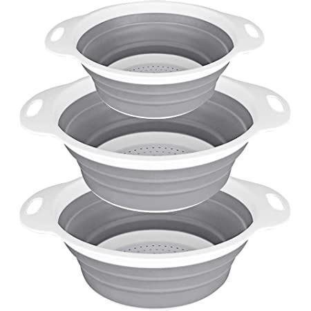 Amazon Qimh Collapsible Colander Set Of 3 Round Silicone Kitchen