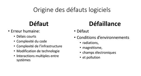 Quelle est la différence entre une erreur un défaut et une défaillance