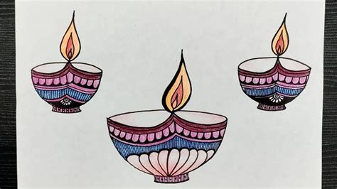 Beautiful Diya Drawing for Diwali