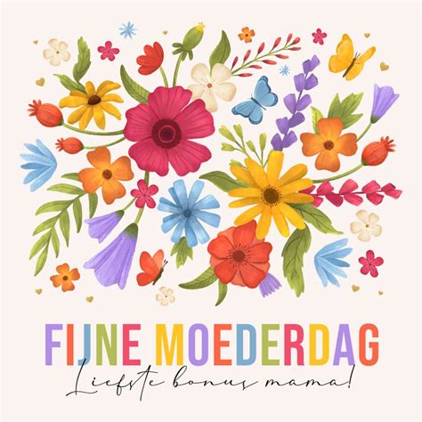 Moederdagkaart Fijne Moederdag Bloemen Hartjes Kaartje2go