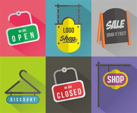 Store Sign Vector Set Vector Art & Graphics | freevector.com