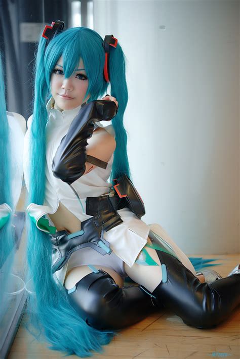 Aqua Eyes Aqua Hair Blouse Cosplay Elbow Gloves Gloves Half Skirt