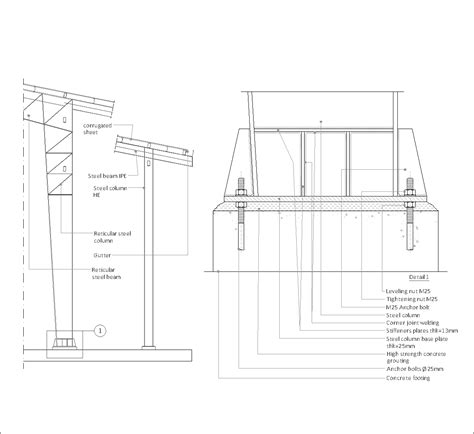 Steel-column pad foundation DWG CAD Detail Free Download