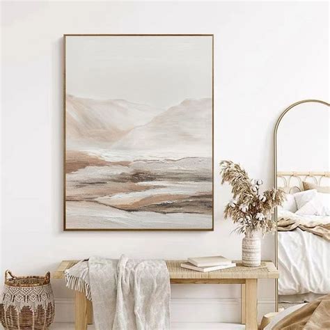 Beige Canvas Wall Art Beige Landscape Painting Beige Abstract Art Beige